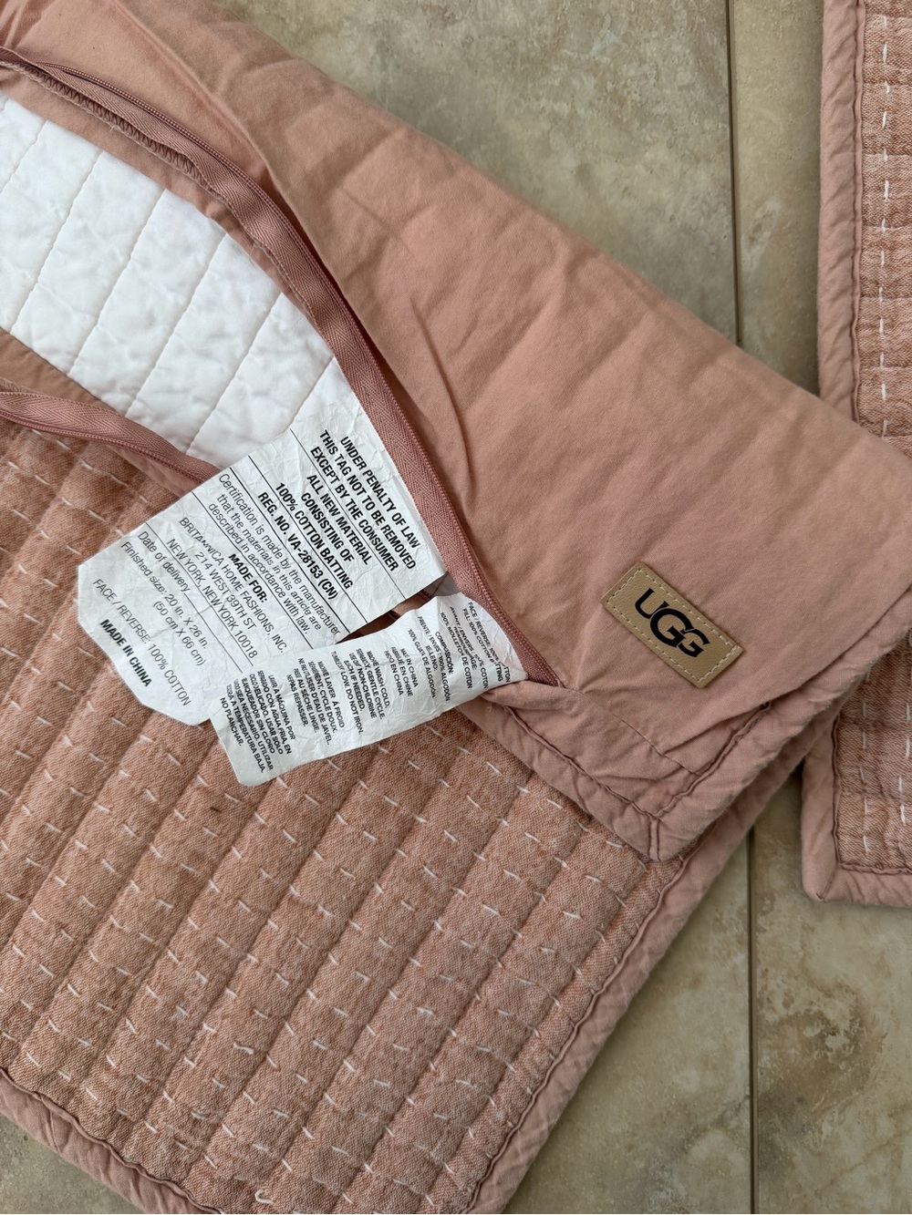 UGG Dusty Rose Quilted Pillow Shams (2)